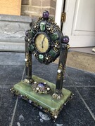 style Miniature clock with precious stones and enamel in silver, Austria 1920