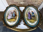 Napoleon 3 style A huge pair plates in Sevres porcelain and gilt bronze, France 1860