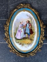 Napoleon 3 style A huge pair plates in Sevres porcelain and gilt bronze, France 1860