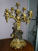 Napoleon 3 style A large pair of gilded and patinated bronze candelabra by H.Picard in bronze, France 1870