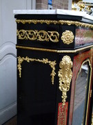 Napoleon 3 style Boulle 3 doors cabinet with tortoiseshell marquetry in ebonised wood,gilded bronze and marble top, France 1870