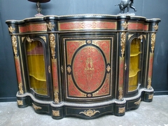 Napoleon 3 Boulle style Sideboard in ebonised wood and gilded bronzes, France 1880
