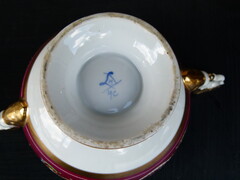 Napoleon 3 style Bowl and plate in porcelain, France 1880