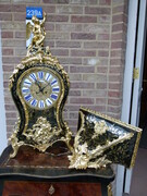 Napoleon 3 style Cartel clock with console with tortoise shell marquetry in gilded bronze , France 1870
