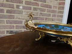 Napoleon 3 style Centerpiece coupe with cloisonné in bronze, France 1880