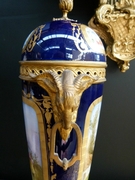 Napoleon 3 style Pair Sévres porcelain vases in gilded bronze and Sévres porcelain, France 1880
