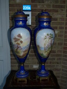 Napoleon 3 style Pair Sevres style vases in porcelain de Parisby Jules Tieles in porcelain , France 1870
