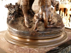 Napoleon 3 style Sculpture of a hunter by J.P.Méne in gold patinated bronze 