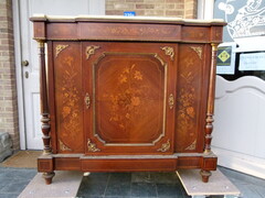 Napoleon 3 style Sideboard with flowers marquetry in different woods  , France 1880