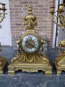 Napoleon III style 3 pieces clockset in gilded bronze, France 1880