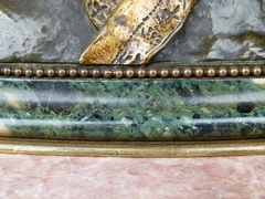 Napoleon III style Buste of a lady on a green marble base in tricolor patinated bronze, Belgium 1880