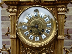Napoleon III style Clockset  in gilded bronze, France 1880