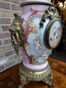 Napoleon III style Clockset with romantic scenes in Sévres porcelain and gilded bronze, France 1880