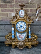 Napoleon III style Clockset with Sevrés porcelain in gilded spelter, France 1880