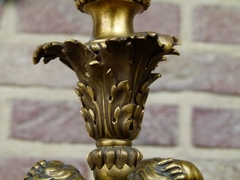 Napoleon III style Huge table lamp with 3 putto,s in gilded bronze, France 1880