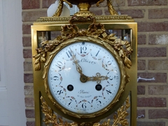Napoleon III style mantel clock by Emile Colin  in gilded bronze and griot marble, France,Paris 1870