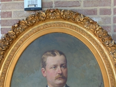 Napoleon III style Painting of a man by Eugene Van Ham in oil on canvas in a gilded frame 1888