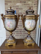 Napoleon III style Pair porcelain vases in porcelain and gilded bronze, France , Sévres 1870
