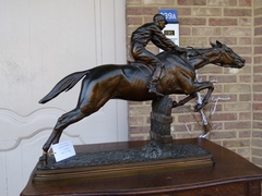 Napoleon III style Sculpture by I. Bonheur of a jockey in patinated bronze, France 1870