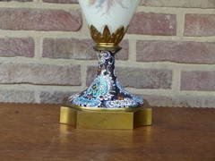 Napoleon III style Sévres porcelain vase with cloisonné and romantic scene, France 1880