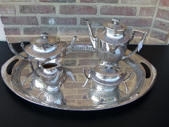 Napoleon III style Sterling silver coffee and tea set 3300 gram in 925 sterling silver 1880