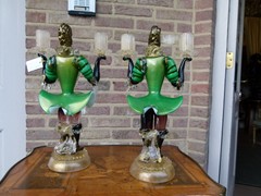 Pair canbelabra in Murano glass, Italy 1930
