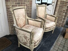 style Pair patinated armchairs , France 1940
