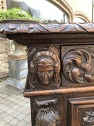 Renaisence style Two doors carved cabinet in oak, France 1900