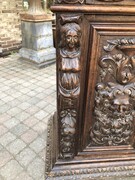 Renaisence style Two doors carved cabinet in oak, France 1900