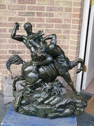 style Sculpture by Barye of Theseus fighting centaur Bianor with foundry stamp F.Barbedienne in patinated bronze, France 1880