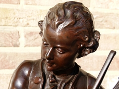 Napoleon III style Sculpture of Mozart by Marcel Debut  in patinated bronze, France 1880