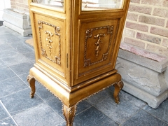 Transition style Gilded 4 sides cabinet vitrine  in gilded wood, Belgium 1900