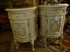 Transition  style Pair patinated nightstands in painted wood 1900