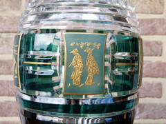style Val Saint Lambert VSL vase with gilded scenes  in crystal, Belgium 1950