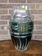 style Val Saint Lambert VSL vase with gilded scenes  in crystal, Belgium 1950