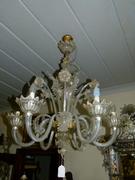 Venitian style Murano chandelier with 6 lights in glass, Italy 1930